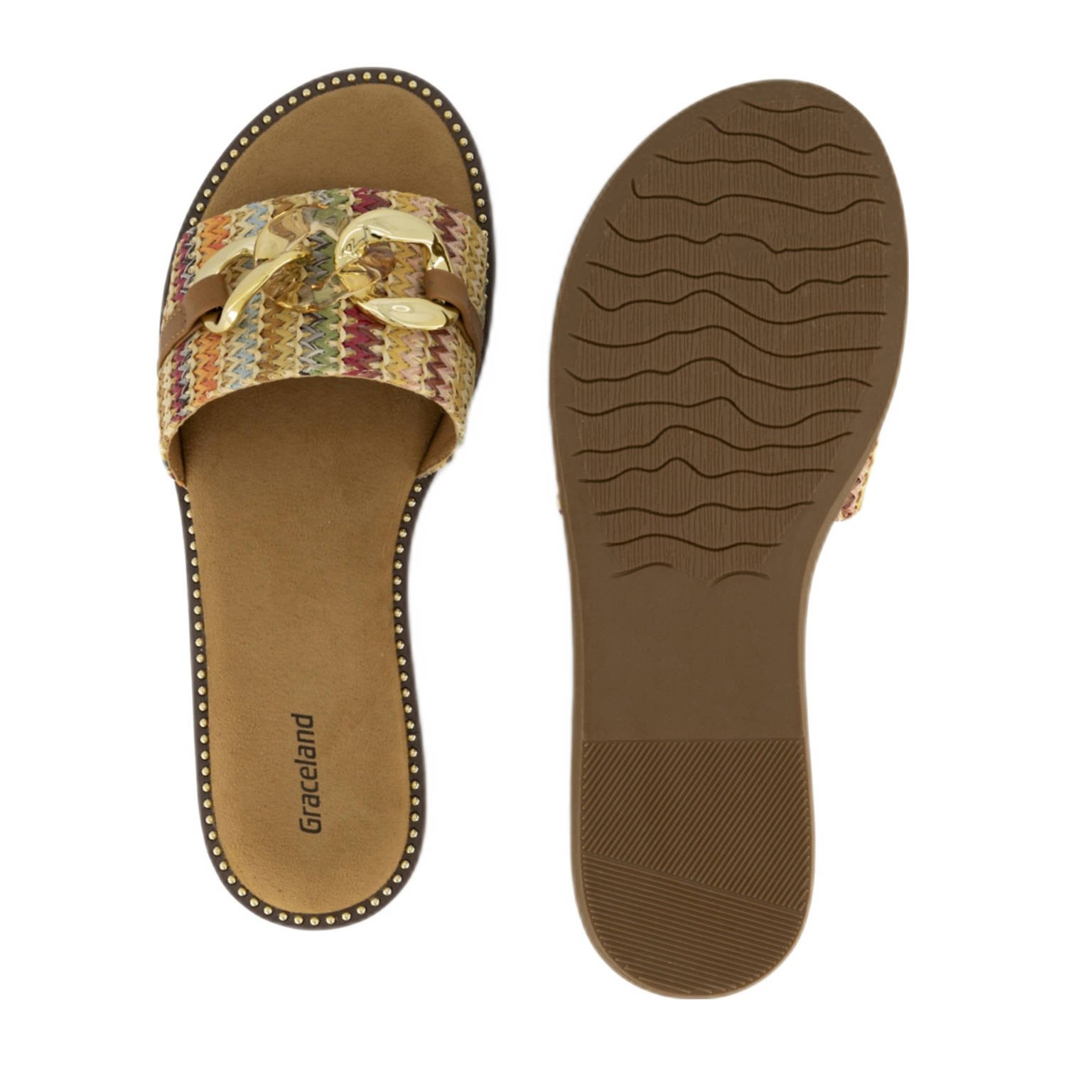 Graceland slippers cognac