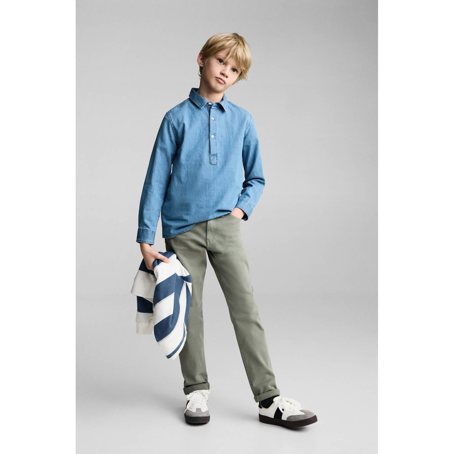 Mango Kids overhemd medium blue denim