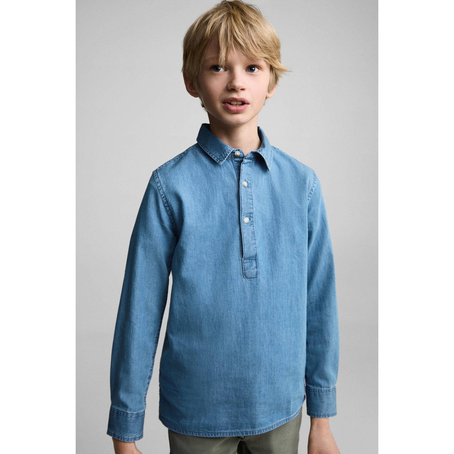 Mango Kids overhemd medium blue denim