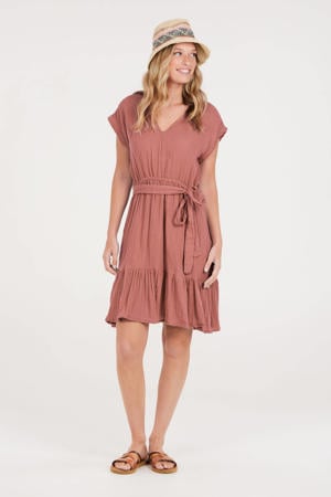 midi jurk roze