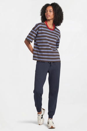 fleece joggingbroek donkerblauw melange