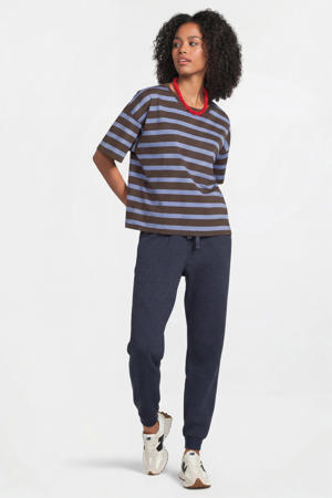 fleece joggingbroek donkerblauw melange