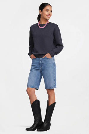 fleece sweater donkerblauw melange