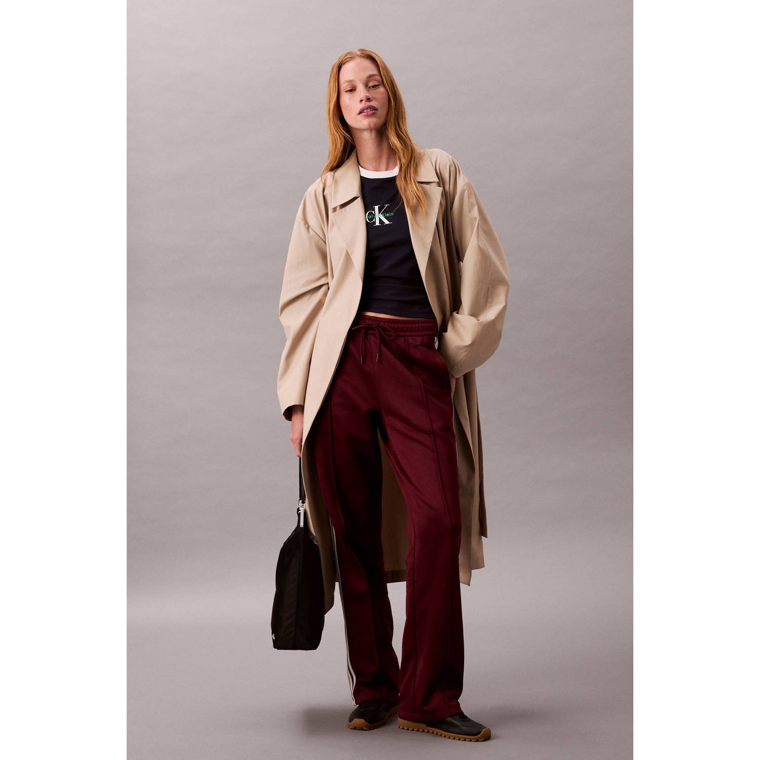 CALVIN KLEIN JEANS straight regular waist sweatpant donkerrood
