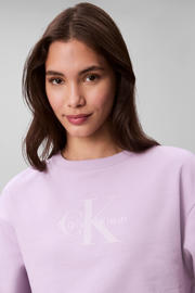 thumbnail: Lilakleurige dames CALVIN KLEIN JEANS sweater van katoen met logo dessin, lange mouwen en ronde hals
