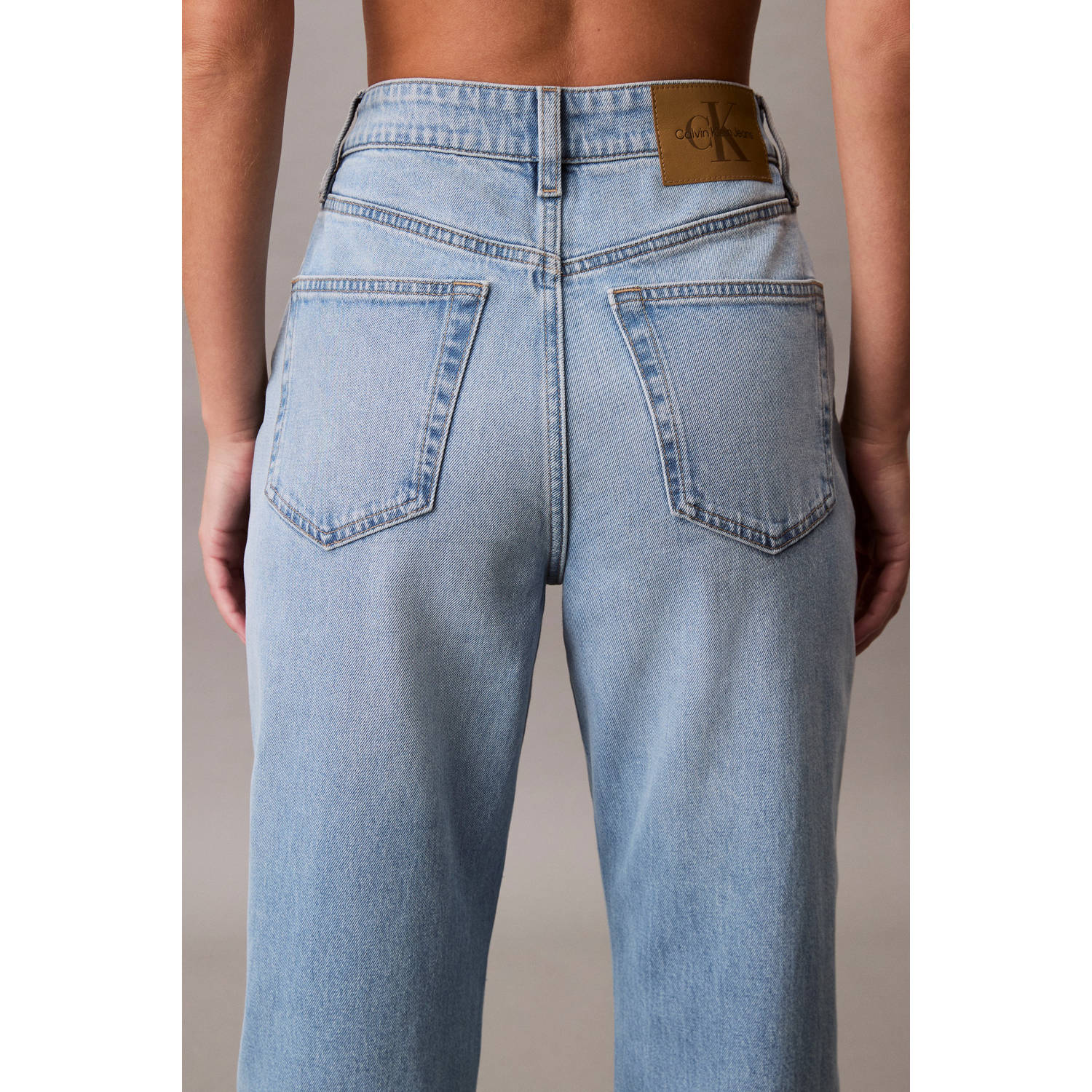 CALVIN KLEIN JEANS high waist straight leg jeans light blue denim