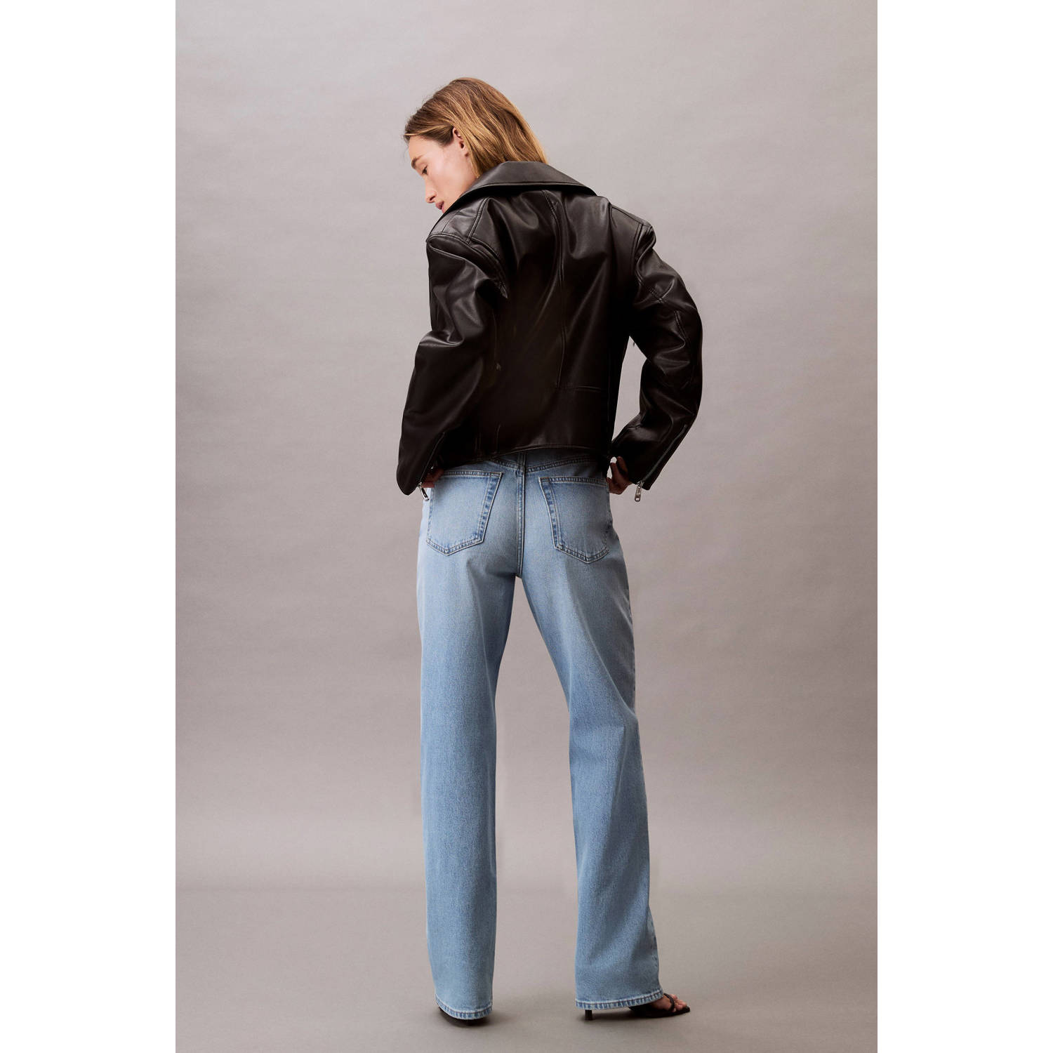 CALVIN KLEIN JEANS high waist straight leg jeans light blue denim
