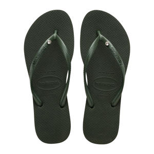 Slim Crystal Sw II teenslippers olijfgroen