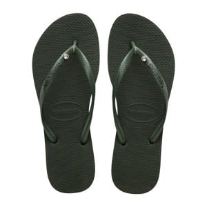 Slim Crystal Sw II teenslippers olijfgroen