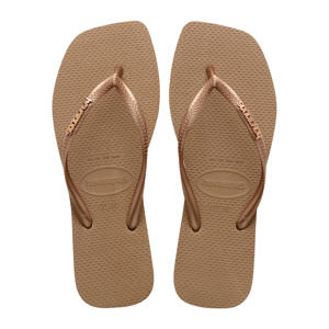 Square Logo Metallic  teenslippers roségoud