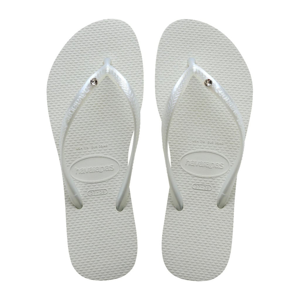 Witte dames Havaianas Slim Crystal Sw II teenslippers van rubber