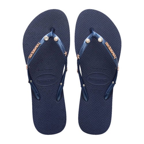 Havaianas Slim Luxury Aqua teenslippers met sierstenen donkerblauw afbeelding