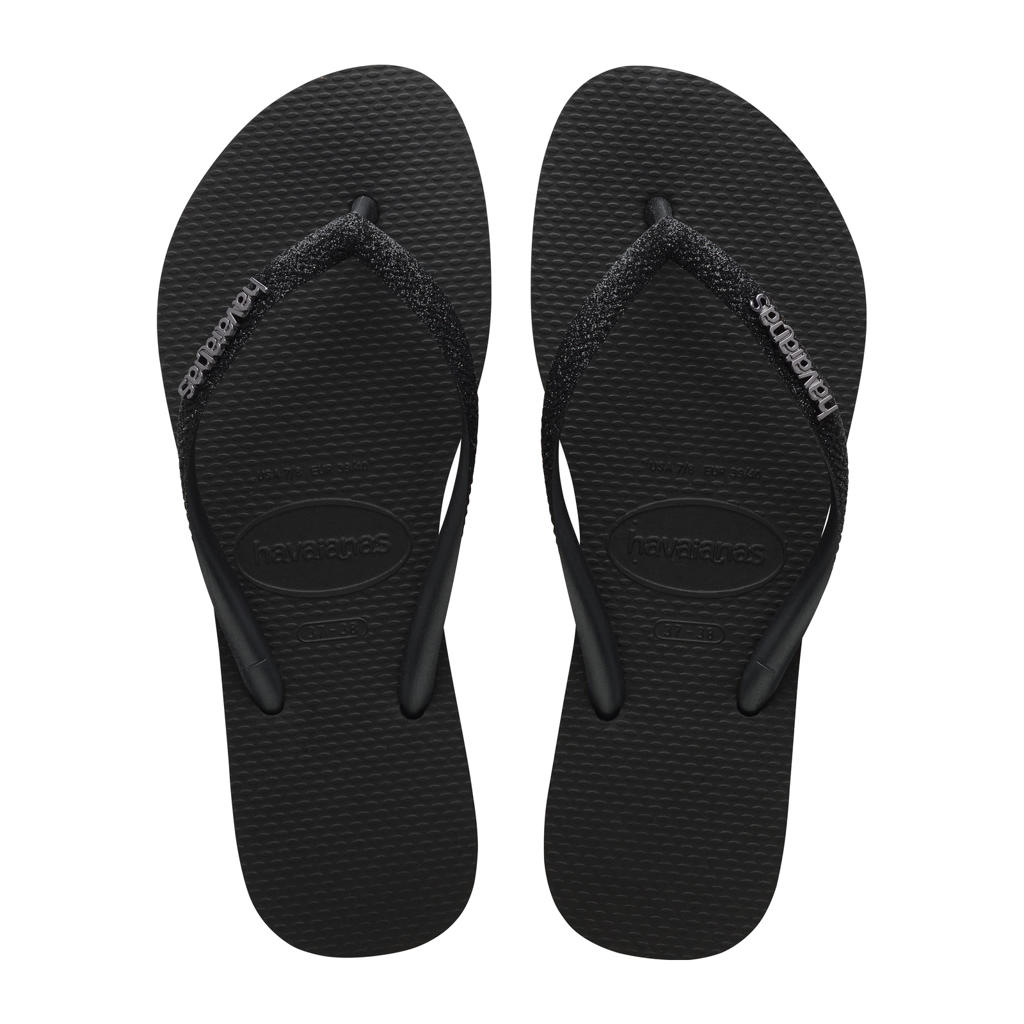 Zwarte dames Havaianas teenslippers van pvc/rubber