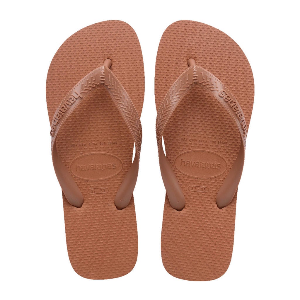 Bruin, wit en lichtbruine dames Havaianas teenslippers roest van rubber