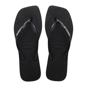 Square Logo Metallic teenslippers zwart