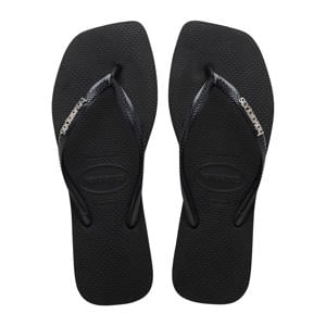 Square Logo Metallic teenslippers zwart