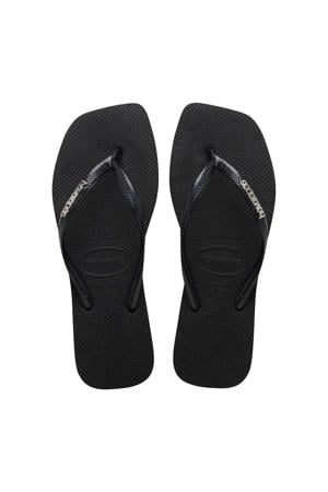 Square Logo Metallic teenslippers zwart