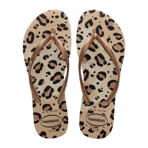 Havaianas Slim Animals teenslippers beige/bruin afbeelding
