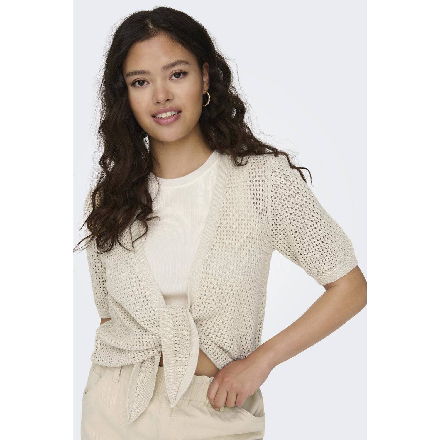 JDY crochet vest zand