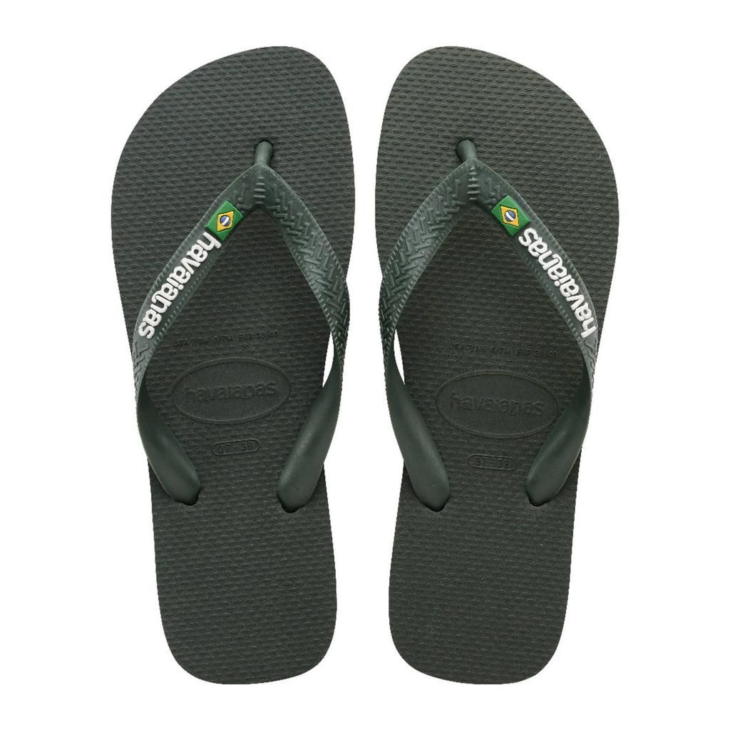 Olijfgroene heren Havaianas Brasil Logo teenslippers van rubber