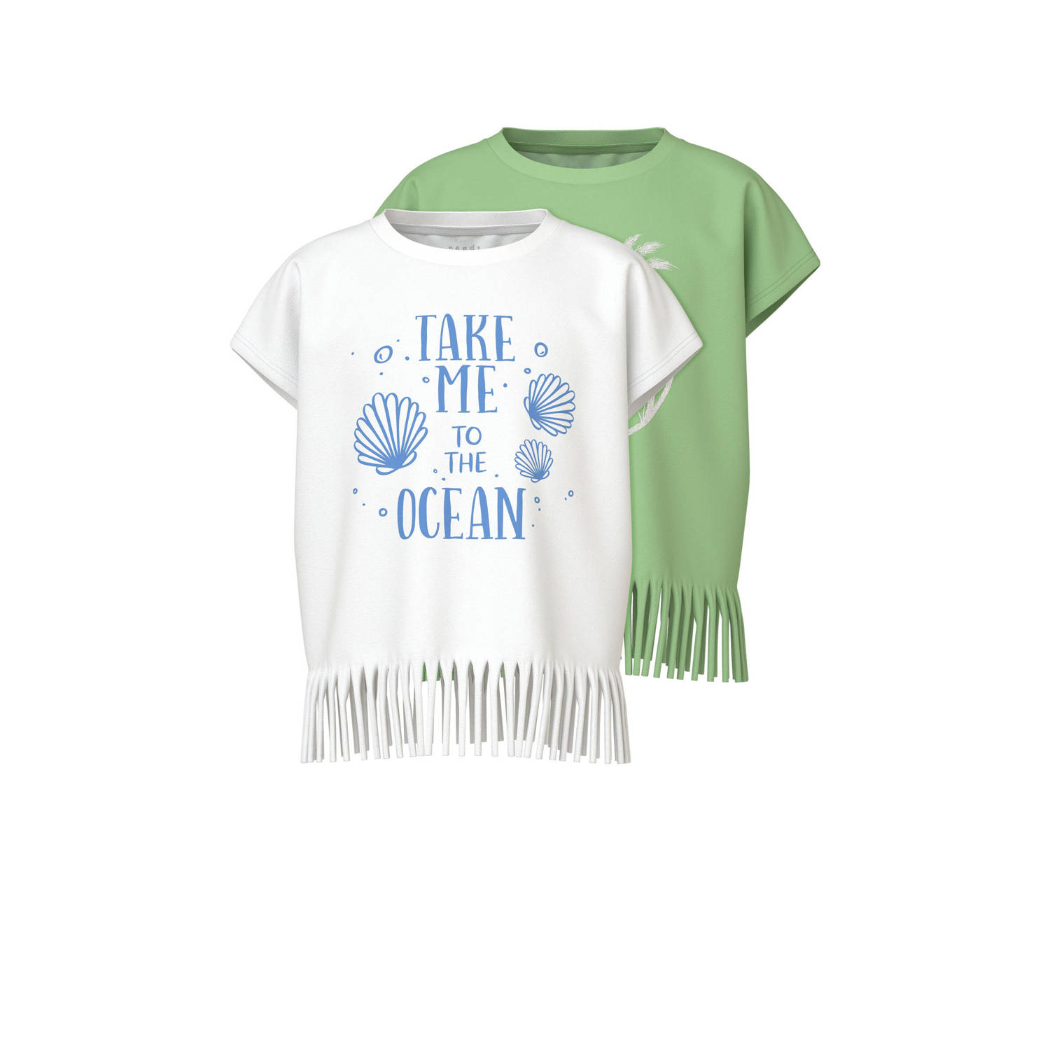 NAME IT KIDS T-shirt set van 2 groen wit