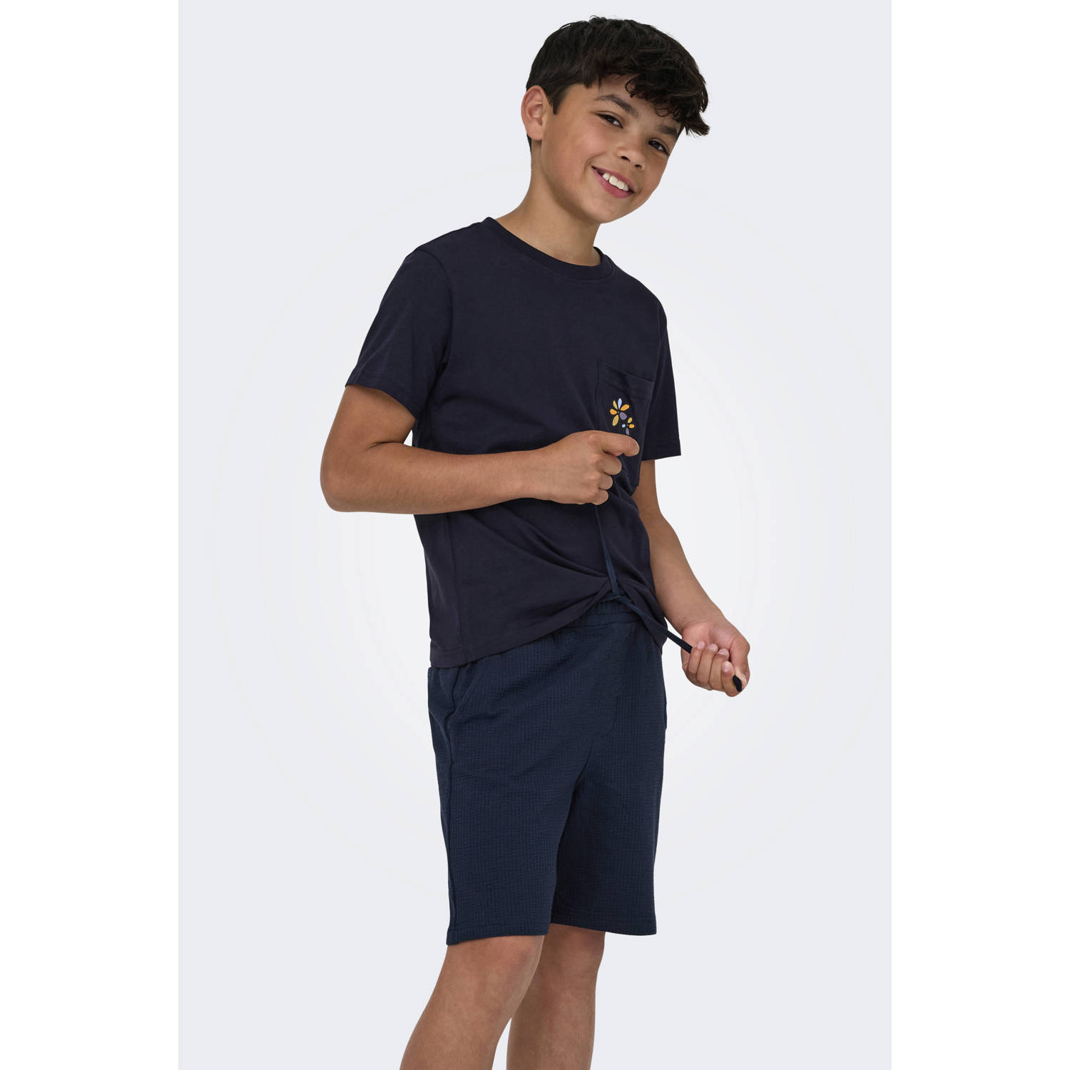 ONLY & SONS JUNIOR regular casual short donkerblauw