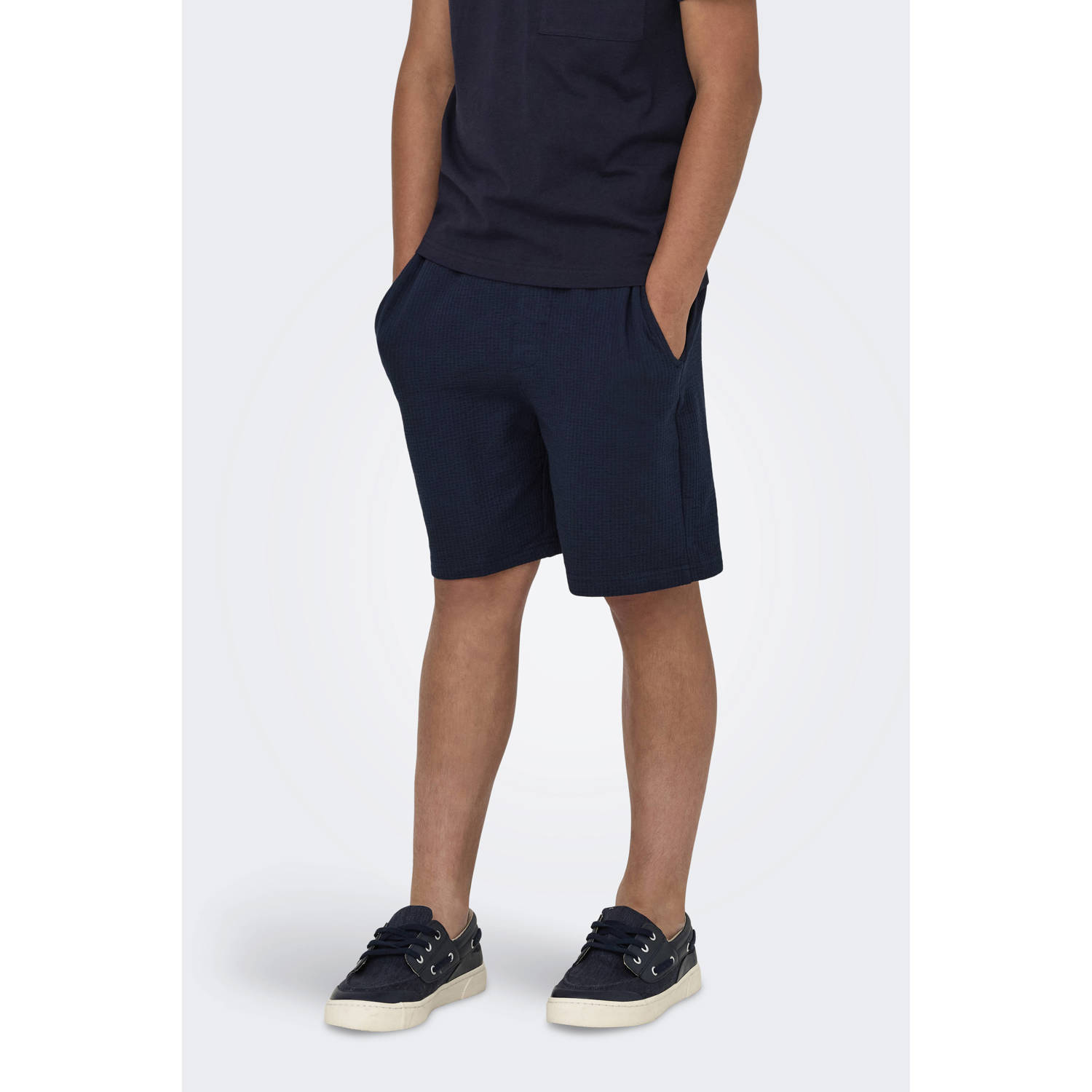 ONLY & SONS JUNIOR regular casual short donkerblauw