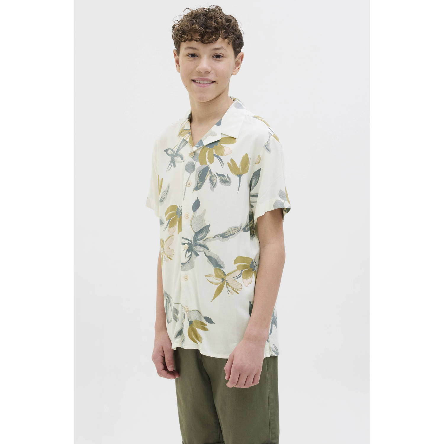 Jack & jones Regular fit overhemd van viscose met resortkraag model 'LUKE'