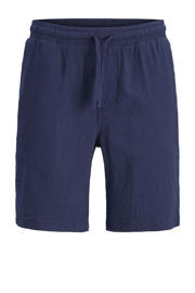thumbnail: Blauwe jongens JACK & JONES JUNIOR casual short van katoen met relaxed, elastische tailleband met koord en effen