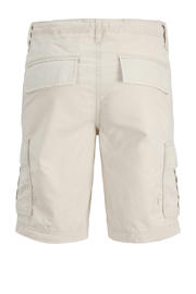 thumbnail: Ecru jongens JACK & JONES JUNIOR relaxed cargo short van katoen met regular waist, rits- en knoopsluiting en effen