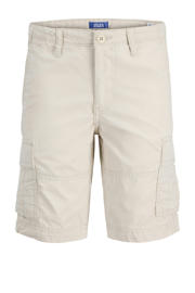 thumbnail: Ecru jongens JACK & JONES JUNIOR relaxed cargo short van katoen met regular waist, rits- en knoopsluiting en effen