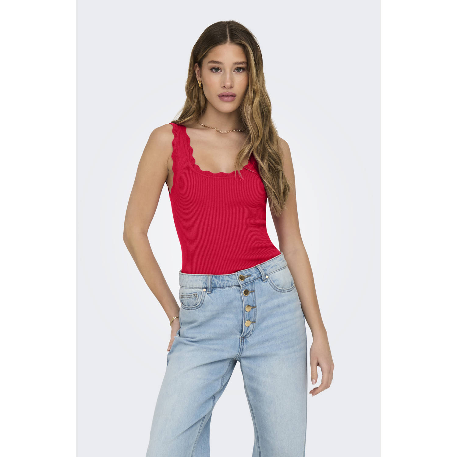 JDY mouwloze top rood