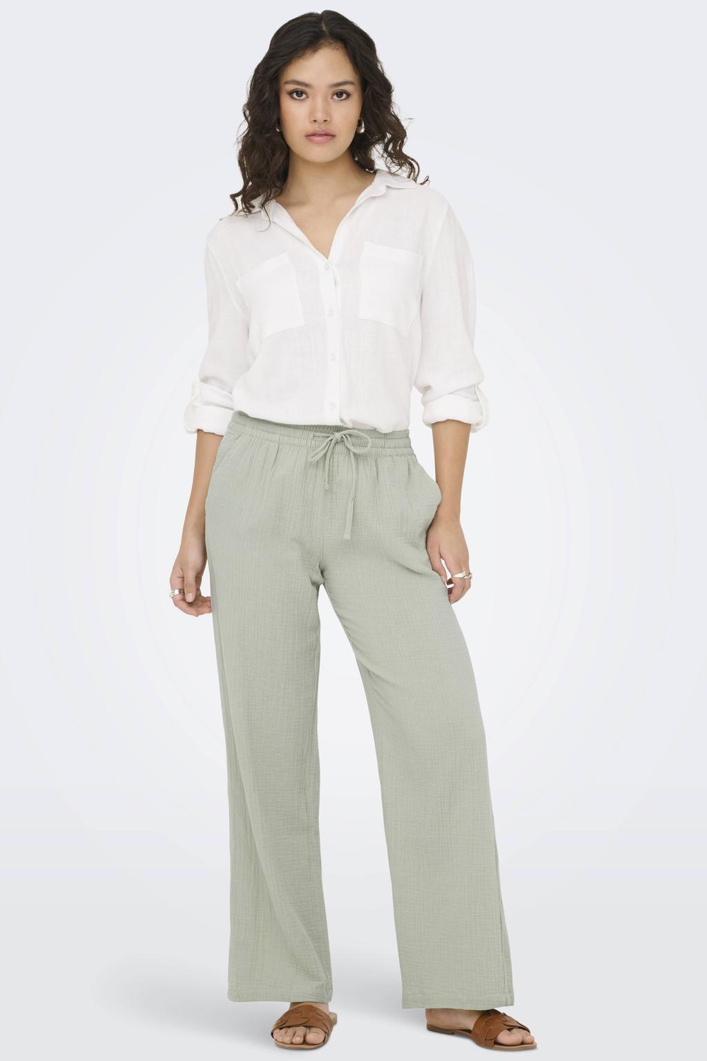 JDY wide leg regular waist casual broek grijsblauw