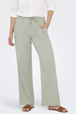 wide leg regular waist casual broek grijsblauw