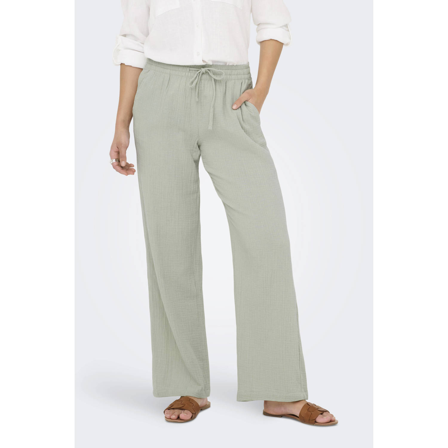 JDY wide leg regular waist casual broek grijsblauw