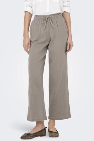 wide leg regular waist casual broek lichtkaki