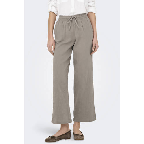 JDY wide leg regular waist casual broek lichtkaki afbeelding