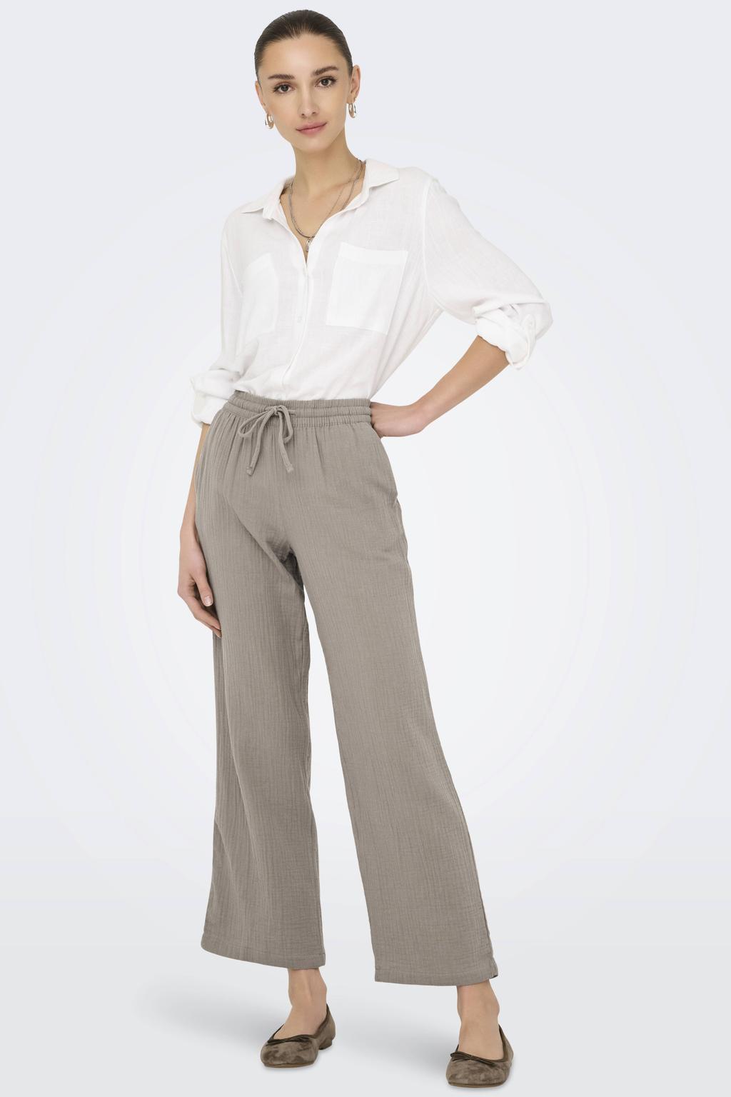 JDY wide leg regular waist casual broek lichtkaki