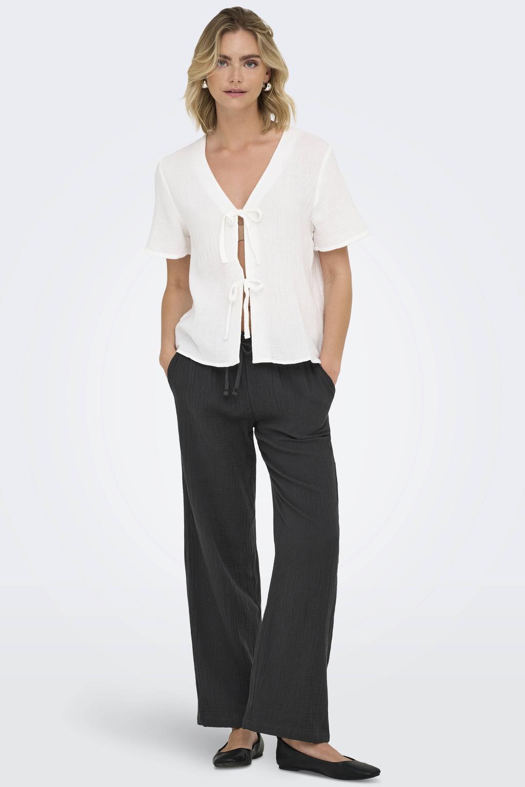 JDY wide leg regular waist casual broek antraciet