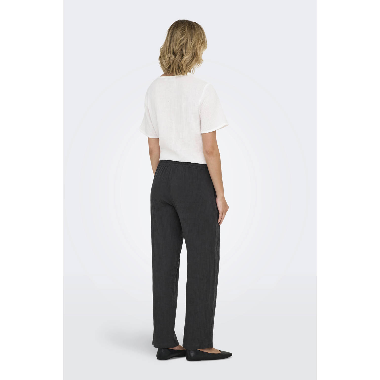JDY wide leg regular waist casual broek antraciet