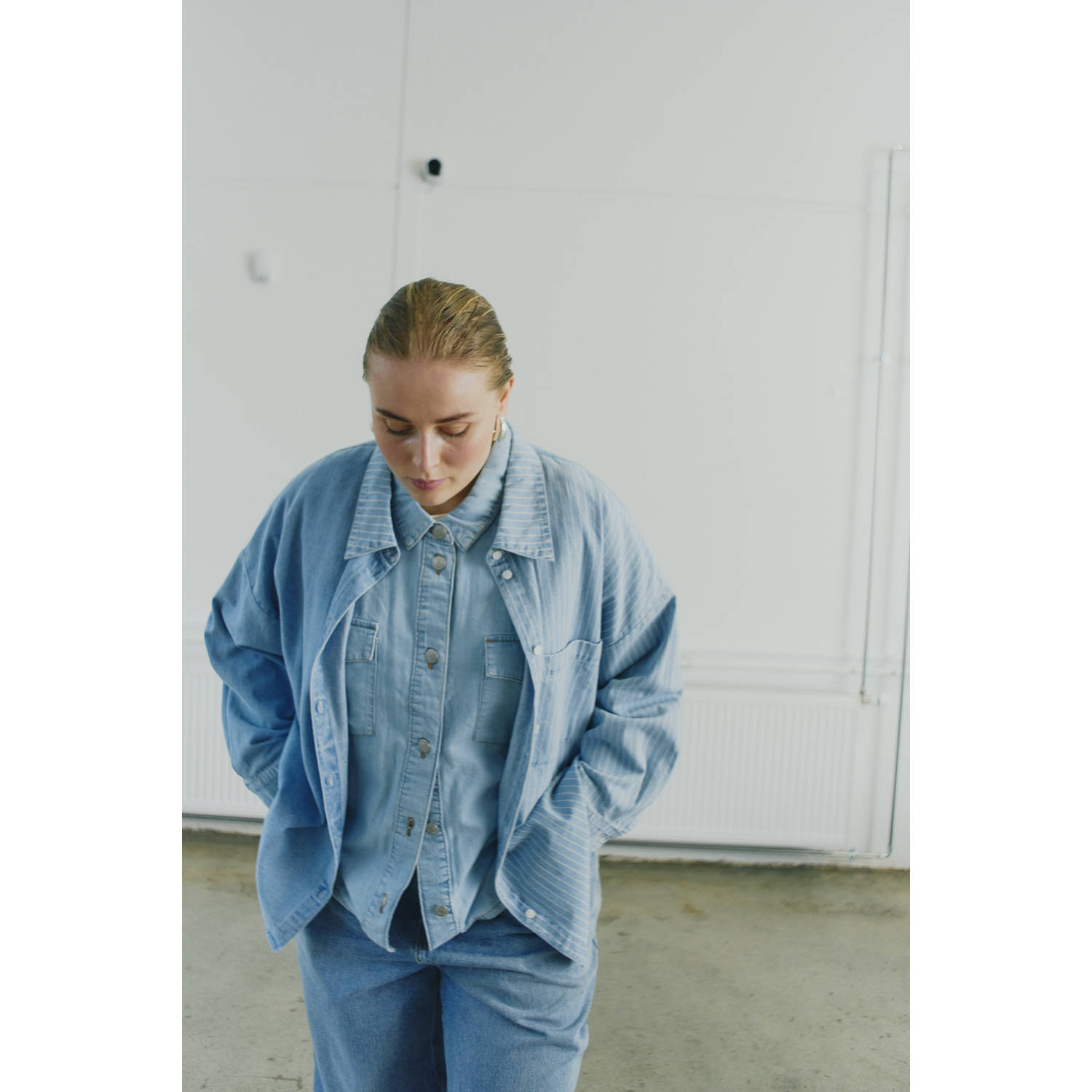 NOISY MAY Curve blouse light blue denim