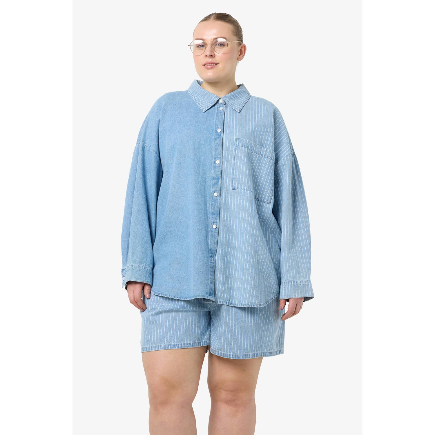 NOISY MAY Curve blouse light blue denim