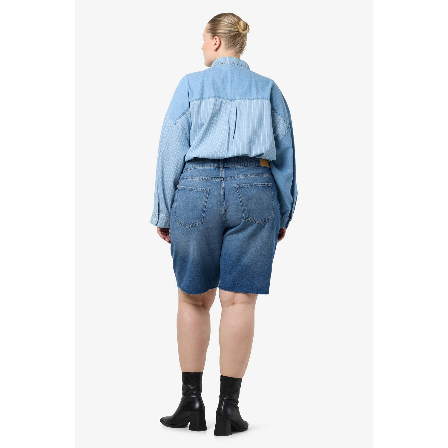NOISY MAY Curve regular waist denim short medium blue denim