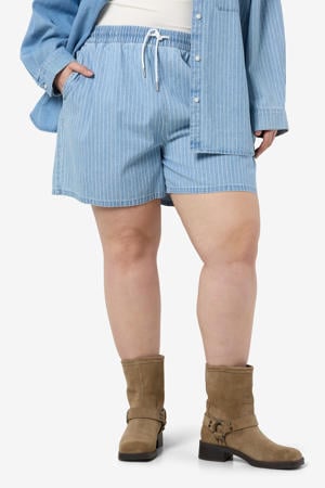 regular waist denim short light blue denim