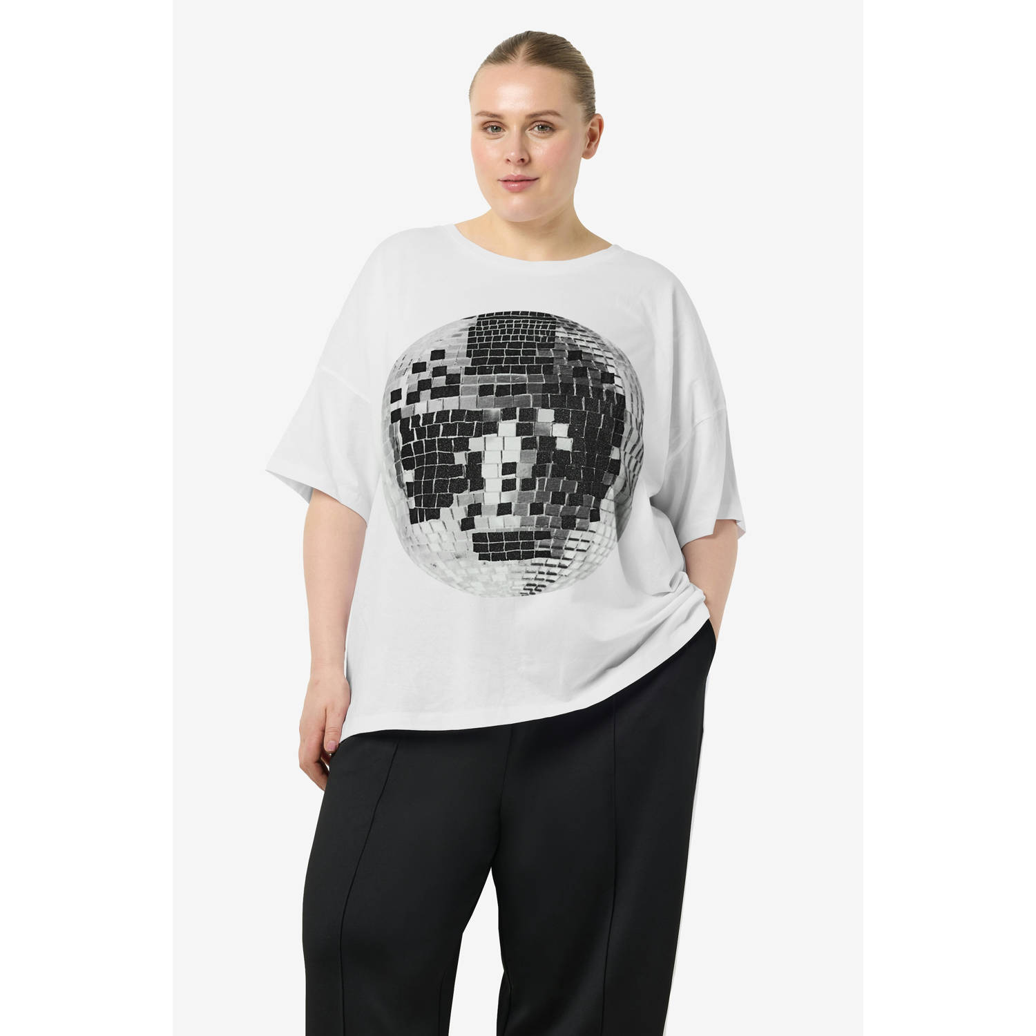 NOISY MAY Curve T-shirt wit