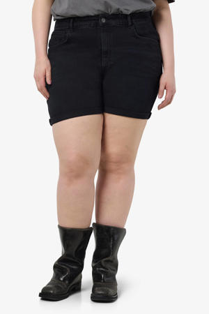 regular high waist denim short black denim