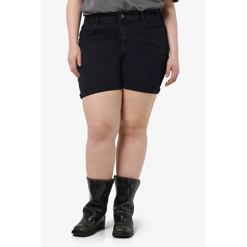 NOISY MAY Curve regular high waist denim short black denim afbeelding