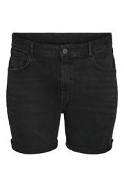 thumbnail: Black denim dames NOISY MAY Curve regular high waist short black van stretchdenim met rits- en knoopsluiting en effen