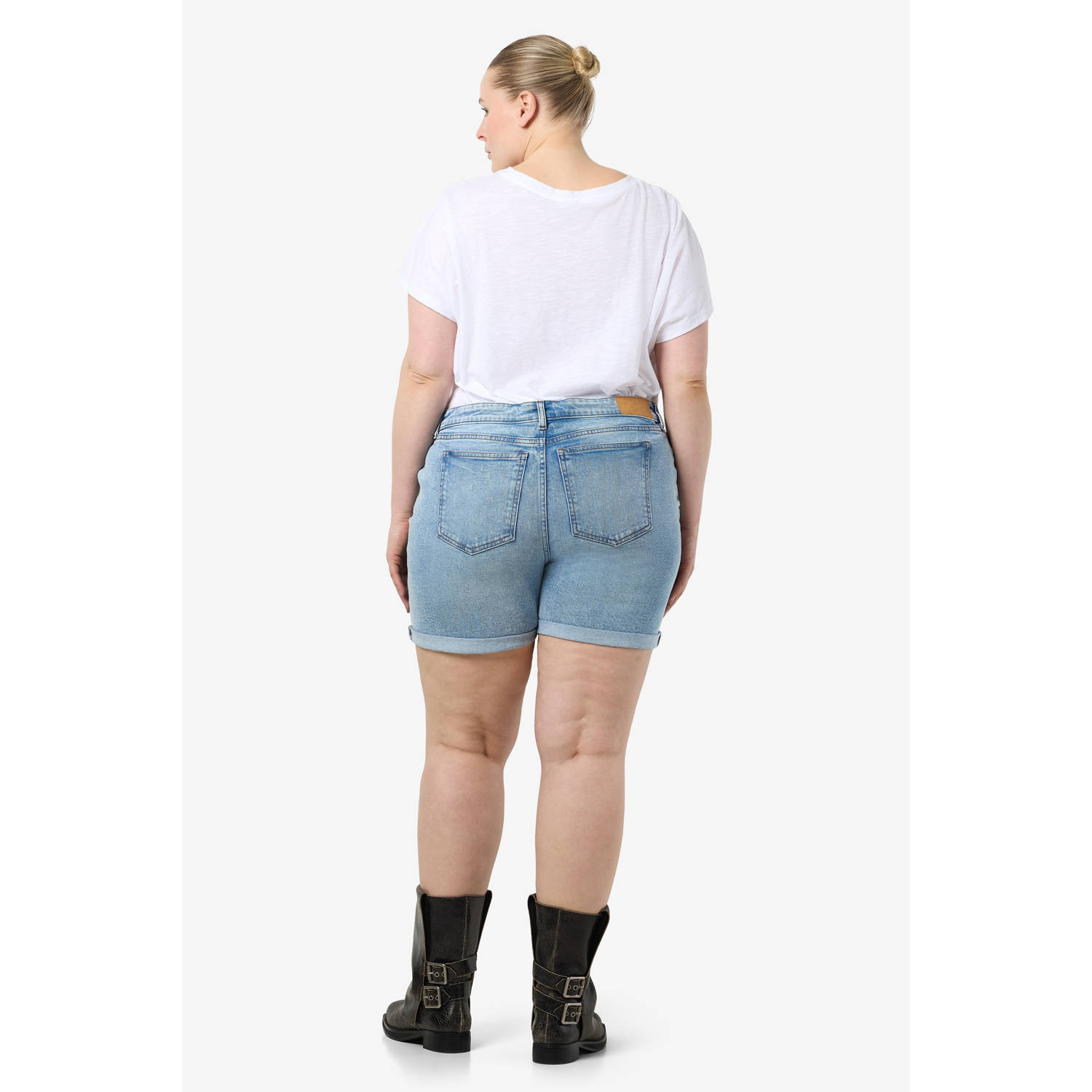NOISY MAY Curve high waist denim short light blue denim