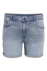 thumbnail: Lichtblauwe dames NOISY MAY Curve high waist short van stretchdenim met loose fit, rits- en knoopsluiting en effen